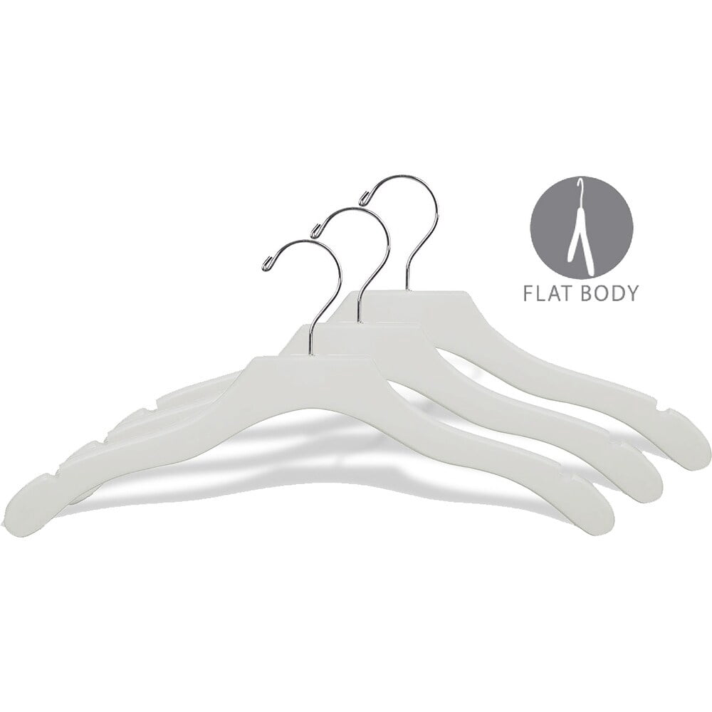 International Innovations White Wavy Top Hanger with Notches (Case of 100)
