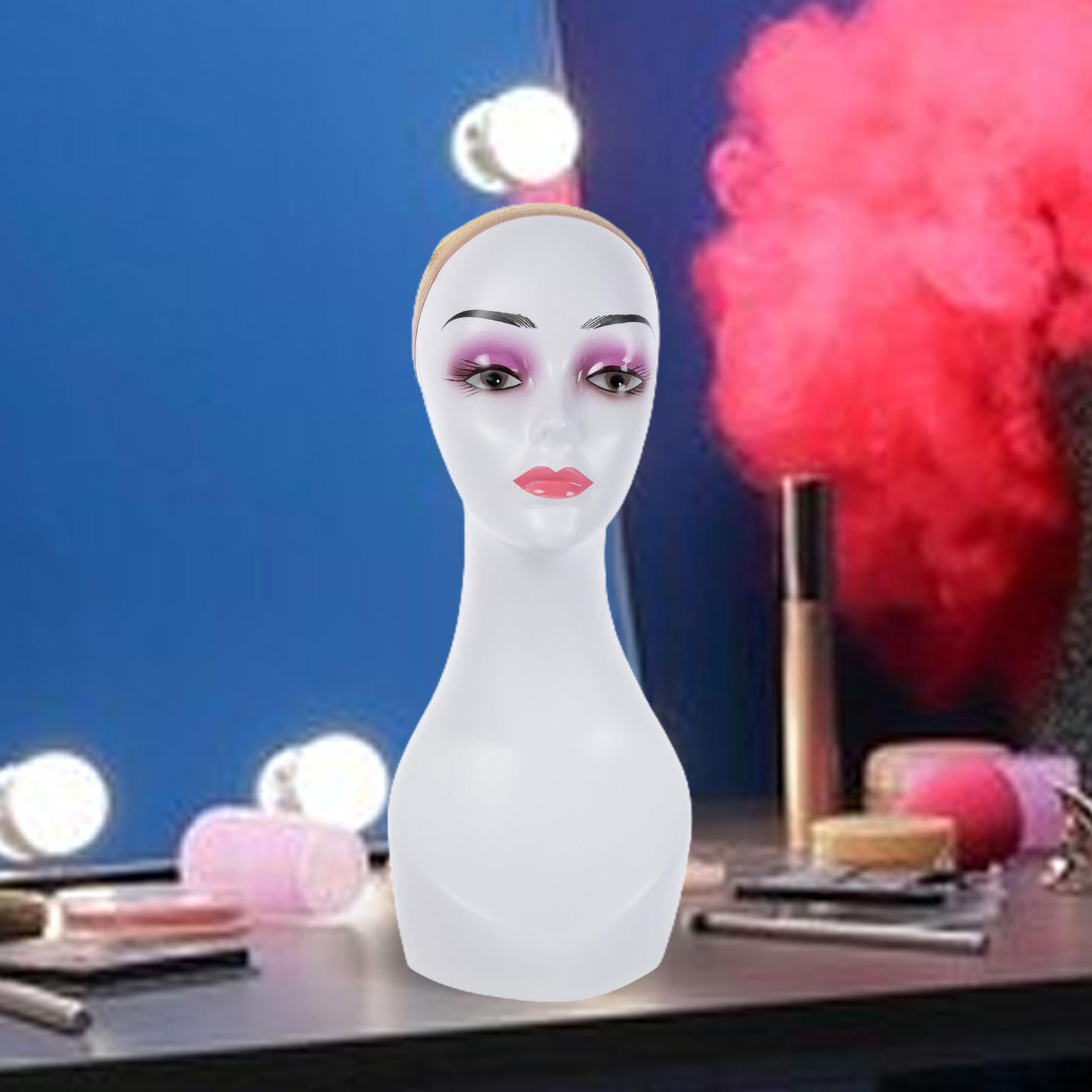 Stgfyxgs Bald Manikin Head with Shoulder Stable Base Stand Professional Manikin Head for Hats Beauty Accessories Jewelry Salon Violet Eye Shadow