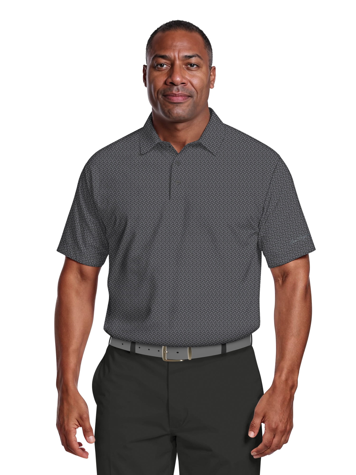 Ben Hogan Men's & Big Men's Performance Mini Geometric Print Short Sleeve Golf Polo Shirt, Sizes S-5XL