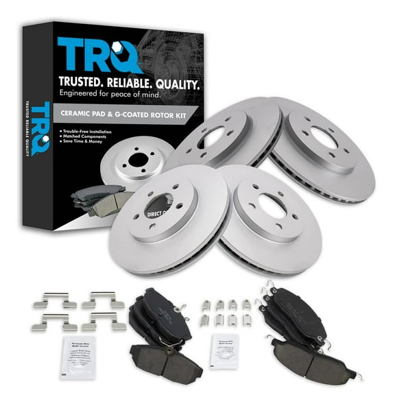 TRQ Front and Rear Brake Pad & Rotor Kit Brake Pads Brake Rotor Ceramic Premium G-Coated Fits Select 2005-2010 Ford Mustang
