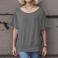 thumbnail image 4 of Women's Oversized T Shirt with Batwing Sleeves Short Sleeve Tops, 4 of 4