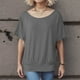 thumbnail image 5 of Camiseta oversize de mujer con mangas murciélago y manga corta - Poliéster, cuello redondo, liso/estampado floral, S-XXL para uso informal/de oficina, 5 of 5
