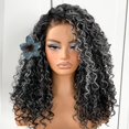 thumbnail image 1 of Peluca afro Wig MITIMES con encaje HD, rizado, sintético, gris, 1 of 7