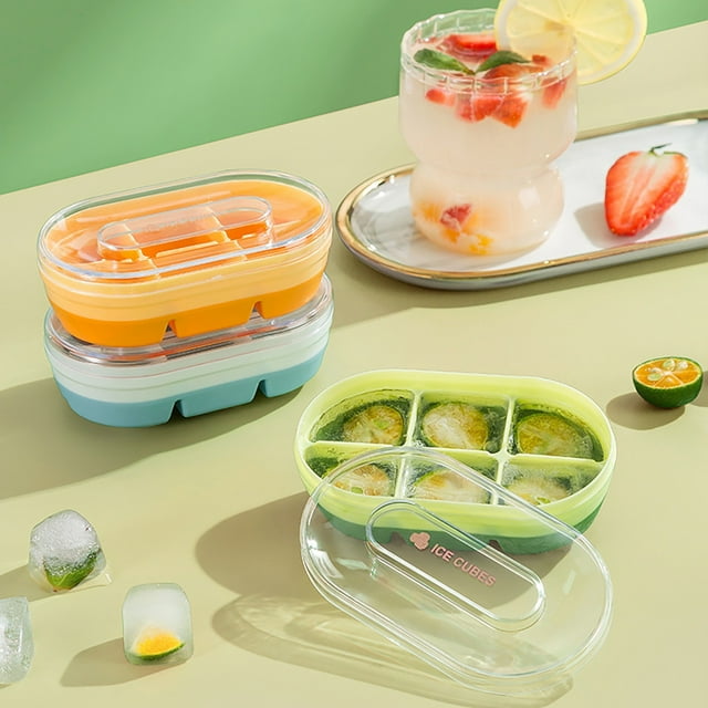Ice Molds Ice Tray Ice Trays for Freezer Ice Tray with Lid Easy To Release Ice Trays with Lids Reusable Ice Tray Suitable for Cocktails, Drinks, and Ice Coffee