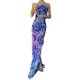 thumbnail image 3 of Vestido largo sin mangas de verano para mujer de VISgogo, vestido de chifón con hombros descubiertos oblicuo estampado a la moda, vestido de vacaciones de playa con abertura alta VISgogo moda, 3 of 9