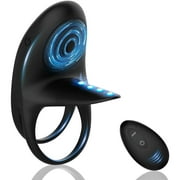 Lollanda Silicone Dual Penis Ring Vibrator -10 Vibration Modes,Male Erection Enhancement Sex Toy