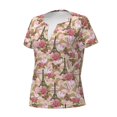 thumbnail image 2 of Naloa Rose Flowers Print T-Shirts Short Sleeve V Neck Tees for Women Fashion Tops Trendy Lightweight Soft Casual Summer Outfits Clothes, 2 of 5