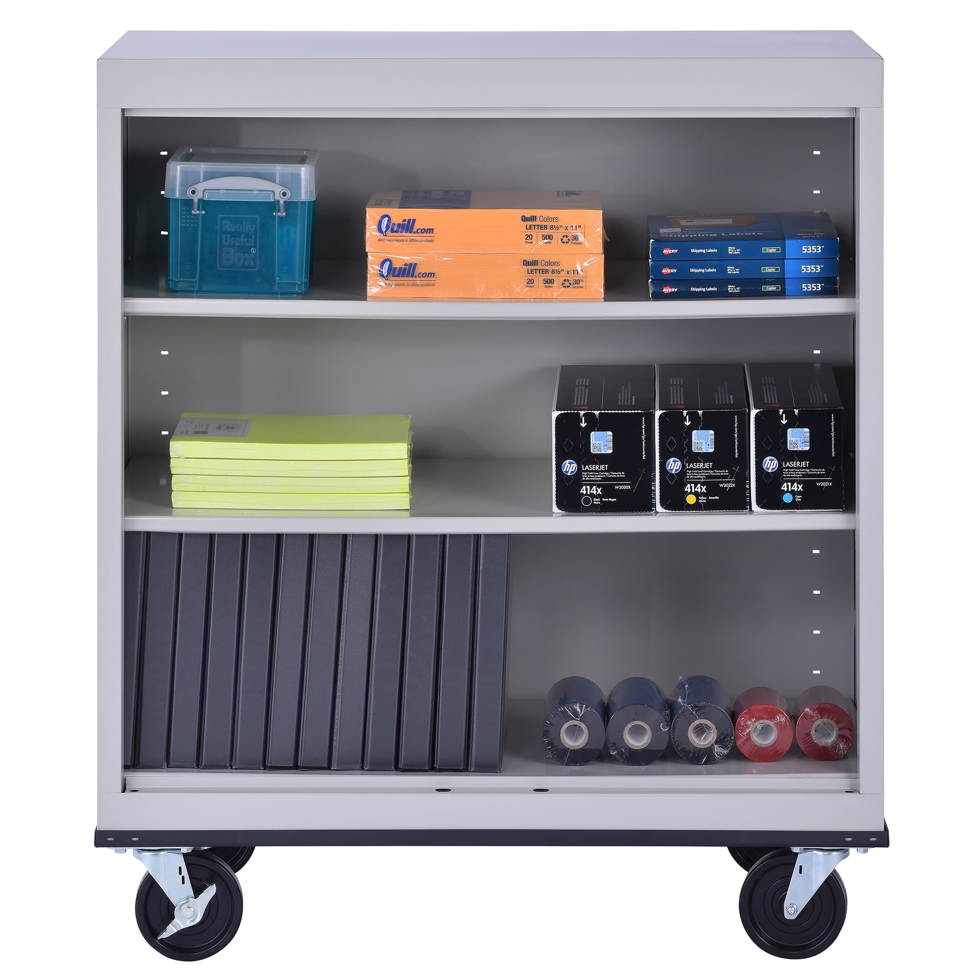 Sandusky Welded Mobile 42 in. Tall Standard Steel Bookcase with Adjustable Shelves in Dove Gray