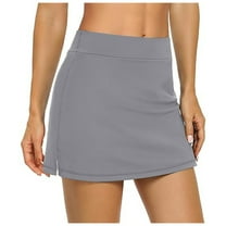 Fgnfyis Women's Casual Solid Tennis Skirt Yoga Sport Skirt with Built In Shorts for Comfortable Wear Grey XL