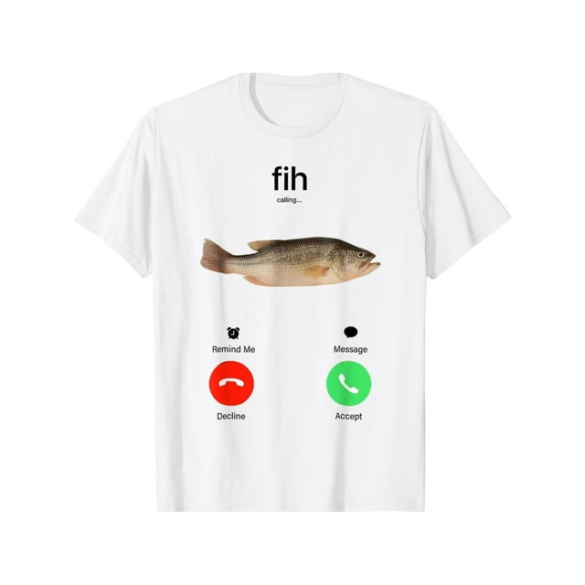 100 % Coton Fih Calling Remember me Message Refus Accepter Appel Téléphonique Poisson T-ShirtFit Décontracté Mode Urbaine Cadeaux Hommes