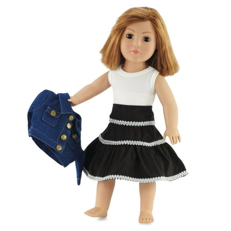 Denim Jacket Peasant Skirt - 18 Inch Doll Clothes/clothing Fits American Girl and Other 18
