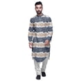 thumbnail image 1 of Atasi Kurta Asymétrique à Manches Longues en Coton Flex pour Hommes Kurta Imprimée de Designer Blanc, 1 of 1