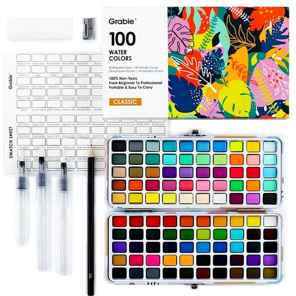 Set de pintura de acuarela Grabie de 100 colores con accesorios