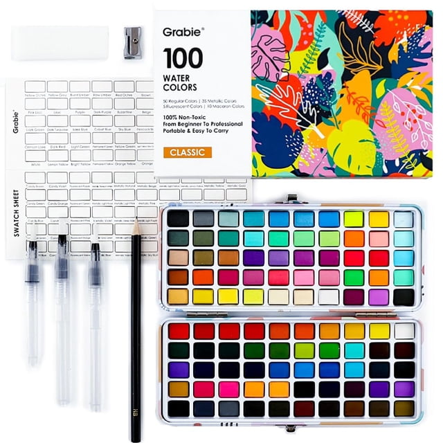 Set de pintura de acuarela Grabie de 100 colores con accesorios