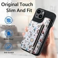 thumbnail image 5 of Allytech iPhone 15 Pro Wallet Case with Zipper Pocket & Cards Holder, Floral Pattern PU Leather Back Cover for Girls Women Shockproof Stand Magnetic Phone Case for Apple iPhone 15 Pro - Black, 5 of 9
