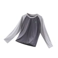 thumbnail image 4 of OOOUM Boys Raglan Long Sleeve Athletic Shirts Quick Dry Breathable Summer Tops Lightweight Stretch Training Running Rash Guard Grey 4-5 Years, 4 of 6