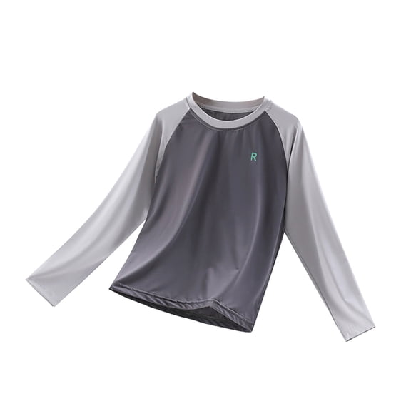 Bobifish Big Boys Athletic Tee Light Long Sleeve Crew Neck Solid Color Raglan Sleeve Kids Youth Tshirts Summer Breathable Sports Workout Tops