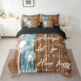 thumbnail image 2 of Feelyou Brown Wooden Plank Bedding Comforter Set 7 Pieces, Retro Western Lake House Full Bedding Set, Rustic Dandelion Reversible Fitted Sheet Flat Sheet, Breathable Home Decor, 2 of 7