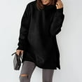 thumbnail image 4 of Oversized Hoodies for Women Side Split Tunic Sweatshirt Solid Color Hooded Sweatshirt Loungewear with Kangaroo Pocket on Womens Sweatshirt, 4 of 8