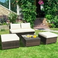 thumbnail image 1 of Costway 5PCS Patio Rattan Wicker Furniture Set Armless Sofa Ottoman Cushioned Garden, 1 of 10