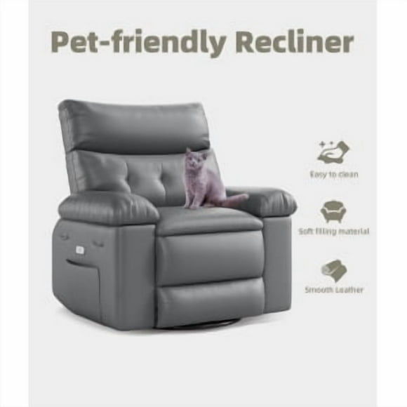 Manual Recliner Chair, with Extra Plush 1.5X Sponge Comfort Arm and Back, Oversized Faux PU Leather Spacious Lazy Chair for Adults
