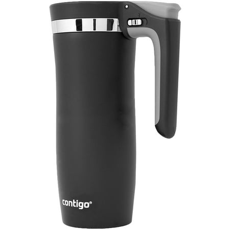 Contigo 16 Ounce Autoseal Vacuum Insulated Stainless Steel Travel Black Mug with Easy Clean (Best Travel Mug Brands)