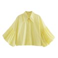 thumbnail image 2 of Uaswgudfs ​Casual Women Blouses: Oversized Lapel Short Sleeve Top with Puff Sleeves & Trendy Summer Button Front Design, 2 of 6