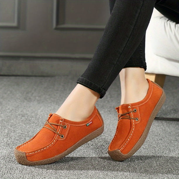 Mocasines Planos Simples Para Mujer Zapatos Casuales Con Cordones