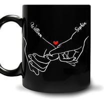 Personalized Mug Valentine’s Day Gifts For Him Her - Hand Couple Love With Custom Name Coffee Mug 11oz - Unique Gifts For Boyfriend Girlfriend Husband Wife, Couple Anniversary