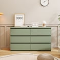 thumbnail image 2 of IMKHK 6 Drawer Double Dresser with Cutout Handles, 47.2" Wooden Storage Side Cabinet Chest of Drawers, Modern Vertical Chest of Drawers Organizer for Hallway Bedroom Living Room Office, Green, 2 of 6