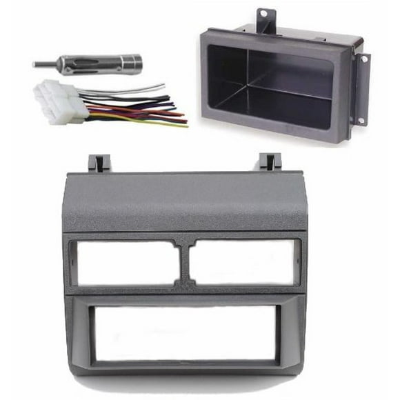 1988-1996 Gray Chevrolet & GMC Complete Single Din Dash Kit + Pocket Kit + Wire Harness + Antenna Adapter. (Chevy - Crew Cab Dually, Full Size Blazer, Full Size Pickup, Suburban, Kodiak) (GMC - Crew C