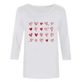 thumbnail image 4 of Ailaofu T-Shirts de la Saint-Valentin à Manches 3/4 Col Rond pour Femmes avec Imprimé Cœur Graphique, 4 of 5