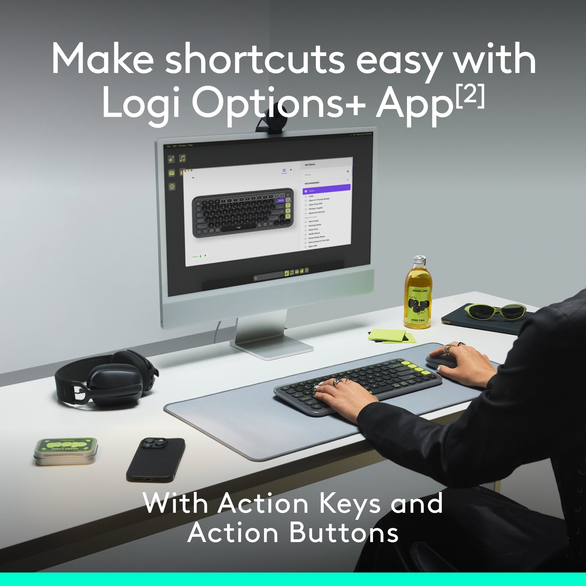 Logitech ICON COMBO, Bluetooth keyboard and mouse combo, comfortable typing, programmable keys and buttons - Graphite
