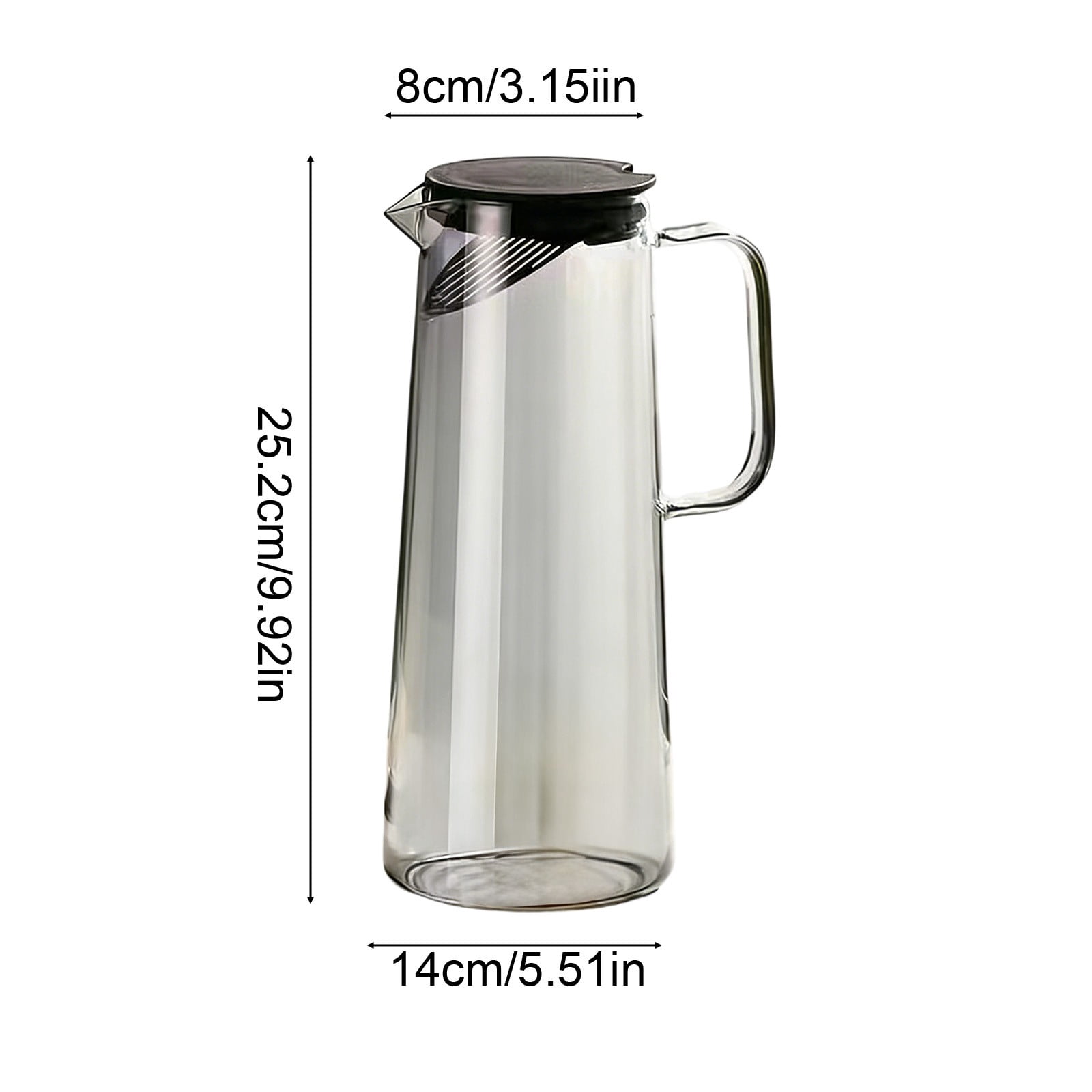 Glass Water Pitcher with Lid and Filter Borosilicate Beverage Jug Large Capacity Tea Juice Lemon Water Pitcher Heat Resistant Drinkware for Home Kitchen Party Serving Drinks