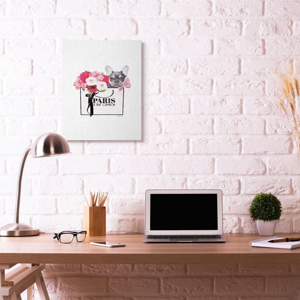 Stupell Industries Fashion Brand Bag Flowers And Dog Glam Pet Watercolor Design Canvas Wall Art by Amanda Greenwood