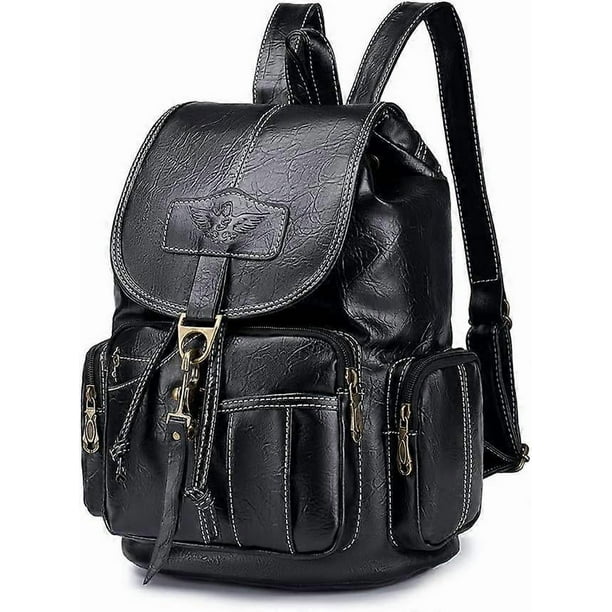 Vintage Women Backpack PU Leather Ladies Shoulder Bag Ladies Casual Daypack Travel Shoulder Bag Waterproof College School Bag Satchel Gift for Girls W
