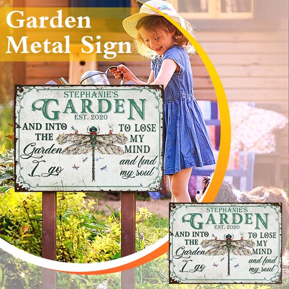 SSZMDLB Garden Metal Sign Personalized, Personalized Metal Sign, Custom Garden Sign, Floral Art Metal Sign, Outdoor Metal Plaque, Yard Decor Sign, Home Garden Sign, Patio Welcome Sign