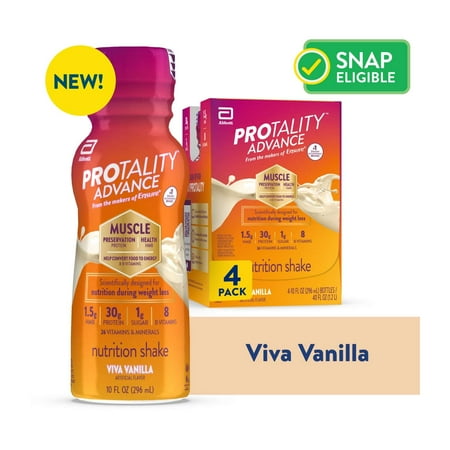 PROTALITY Advance Nutrition Shake, Viva Vanilla, 10-fl-oz Bottles, Pack of 4