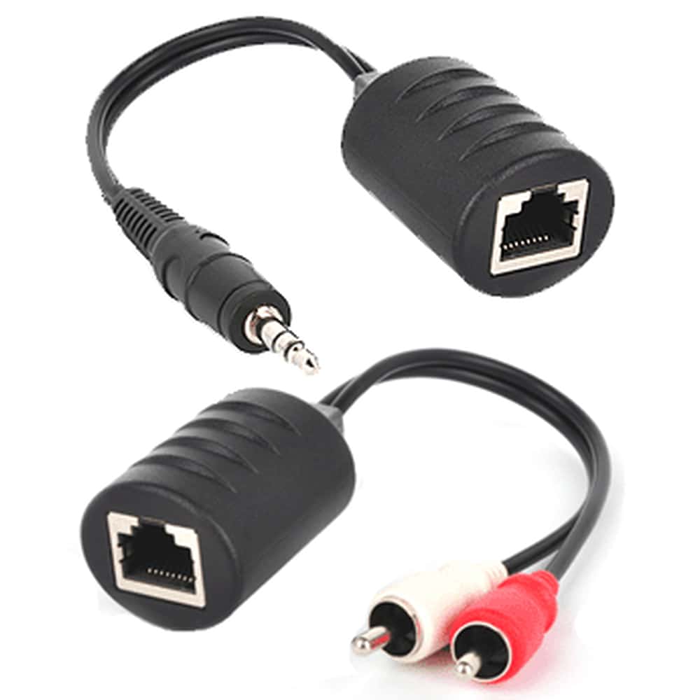 3.5mm To Stereo RCA Audio Over Cat5 Cat5E Cat6 Cable Extender Kit