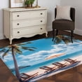 thumbnail image 4 of Summer Beach Coastal Large Area Rugs for Bedroom Living Room, Soft Non Slip Carpet Bedside Rug, Blue Sea Ocean Landscape Hawaii Rectangular Floor Cover Kitchen Accent Rug 3'x5' for Dining Room/Office, 4 of 9