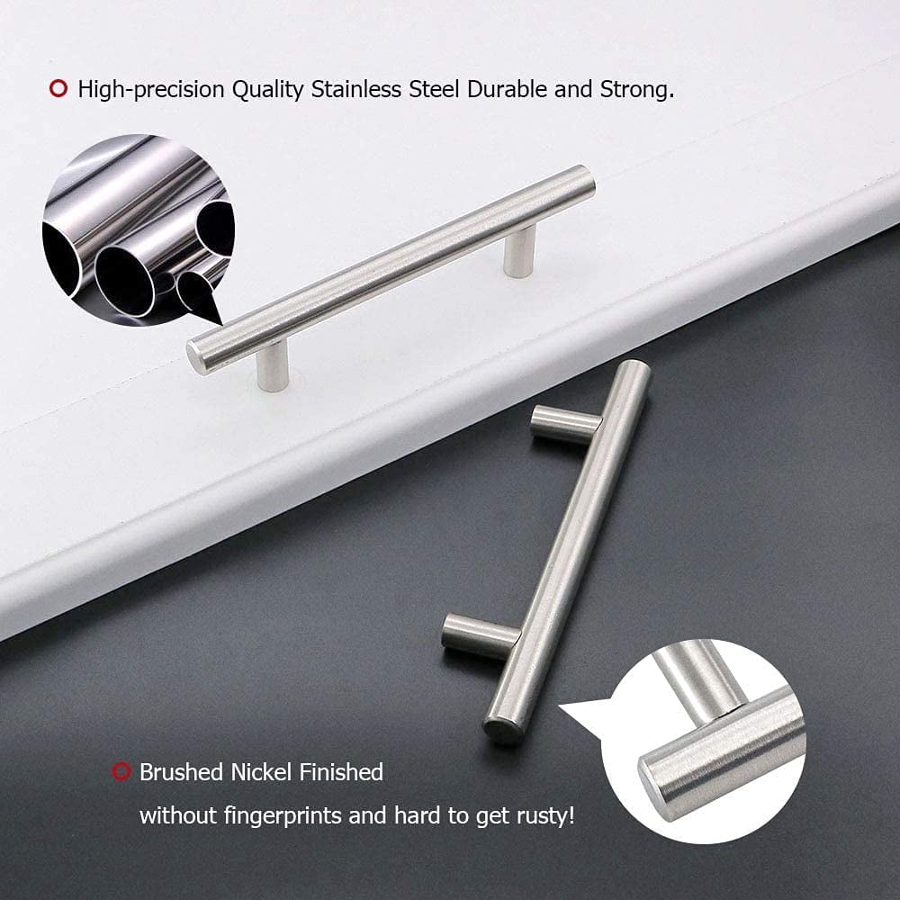 Goldenwarm 10 Pack Cabinet Handles Brushed Nickel Cabinet Pulls Drawer Handles for Kitchen Door Bedroom Dresser Bathroom Wardrobe Hardware,8-4/5 inch Hole Centers