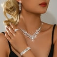 thumbnail image 3 of AEXTO Elegant Silver Full Rhinestone Jewelry Set for Women Hollow Filigree Collar Necklace, Drop Earrings, Multi-Row Tennis Bracelet & Eternity Ring – Luxury Iced Out Wedding Party Accessories, 3 of 5