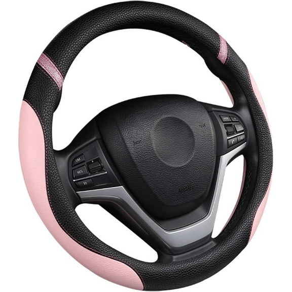 Cxtiy Steering Wheel Cover for Women Leather Universal Steering Wheel Covers for Car 15 inch (Pink)
