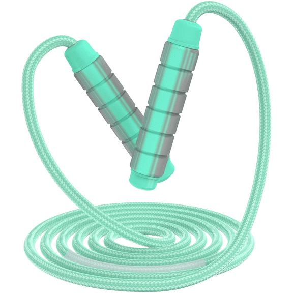 Ueasy Adjustable Jump Rope - Cotton Skipping Rope for Adults & Kids, Home Gym Fitness, Blue, 6mm