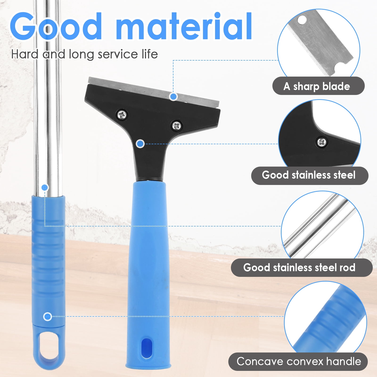 Xiyztok Cleaning Glass Wall Scraper Set Adjustable Versatile Sticker Caulk Remover Tool Solid Tile Window Scraper with Blades for Removing Adhesive