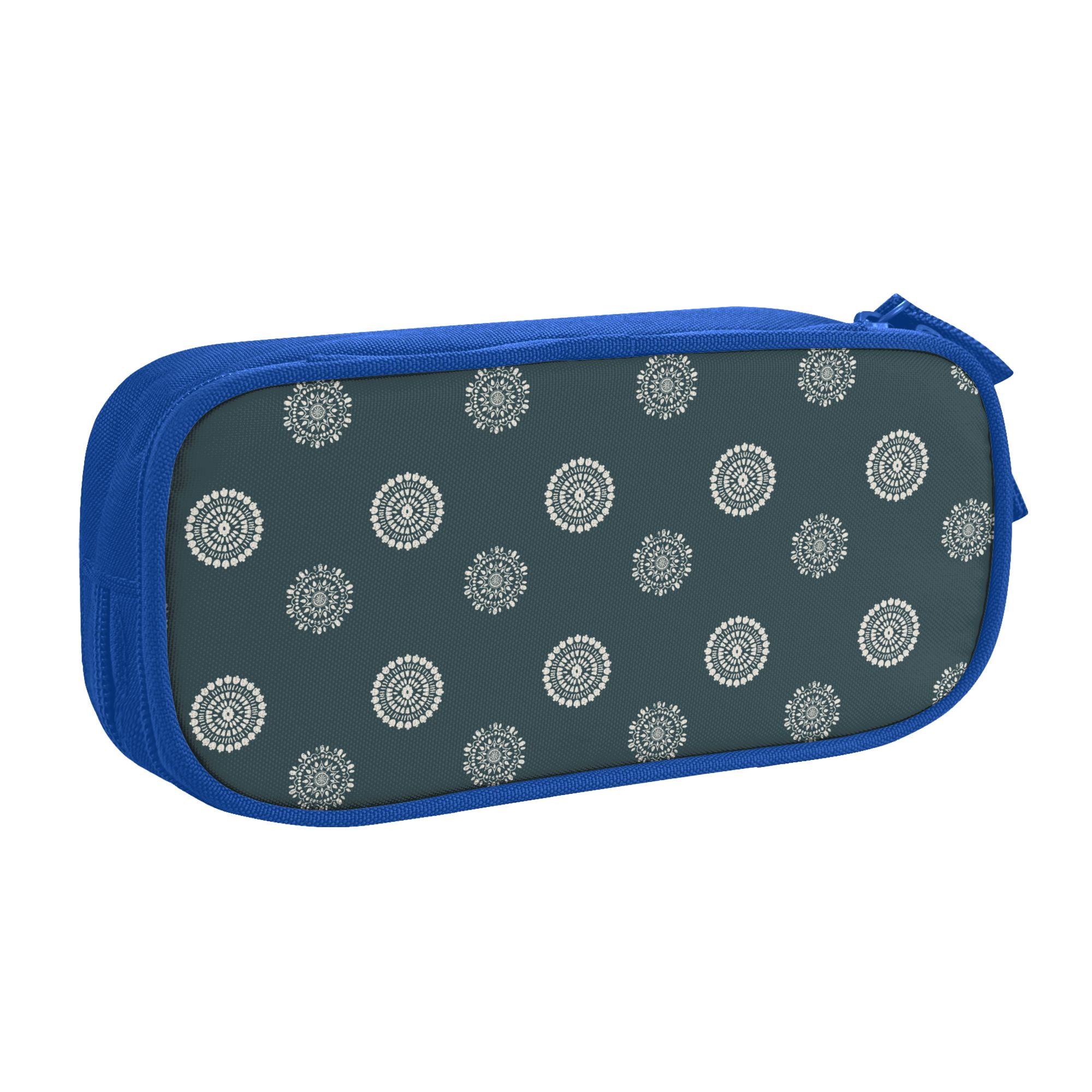 TEQUAN Large Capacity Pencil Case, Bule Art Floral Background Pattern