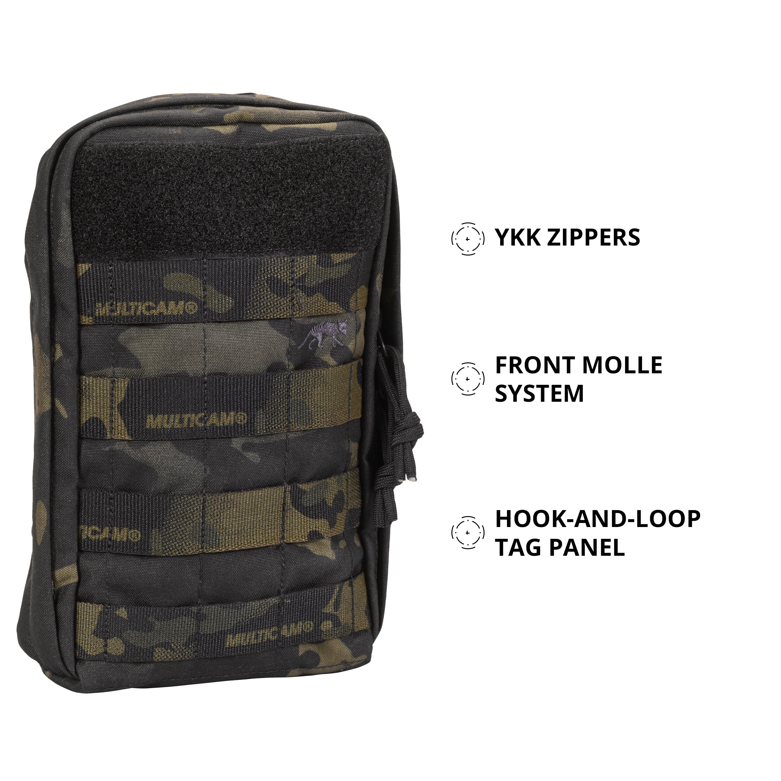 Tasmanian Tiger Tac Pouch 7 with Antenna Port, Tactical MOLLE System Loops with YKK Zippers, Multicam Black