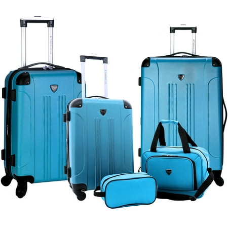 Travelers Club Chicago Plus Carry-On Luggage and Accessories Set With Tote and Travel kit-Color:Teal Size:5 Piece