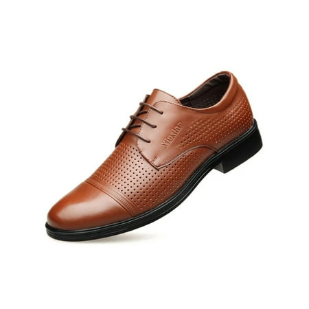 

Rotosw Men s Oxford Shoe Pointed Toe Dress Shoes Low Top Pumps Breathable Lace Up Business Comfort Brown 9