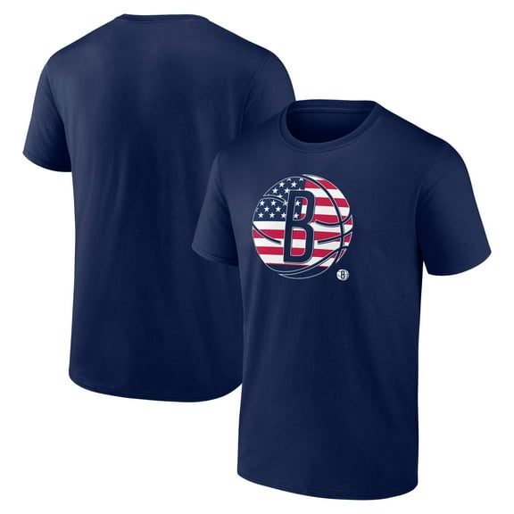 Men's Navy Brooklyn Nets Flag Logo T-Shirt